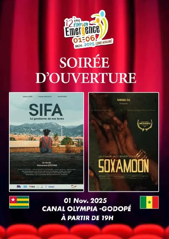 Offizielles Plakat der Eröffnungszeremonie der 12. Ausgabe des Festivals EMERGENCE mit den Filmen SOXAMOON und SIFA