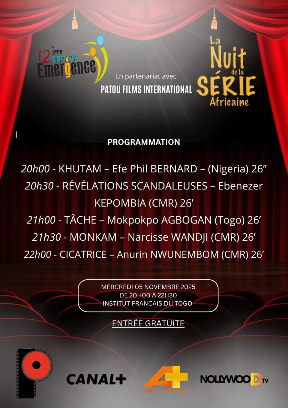 Nacht der afrikanischen Serie bei der 12. Ausgabe des Festivals des aufstrebenden afrikanischen Films, EMERGENCE