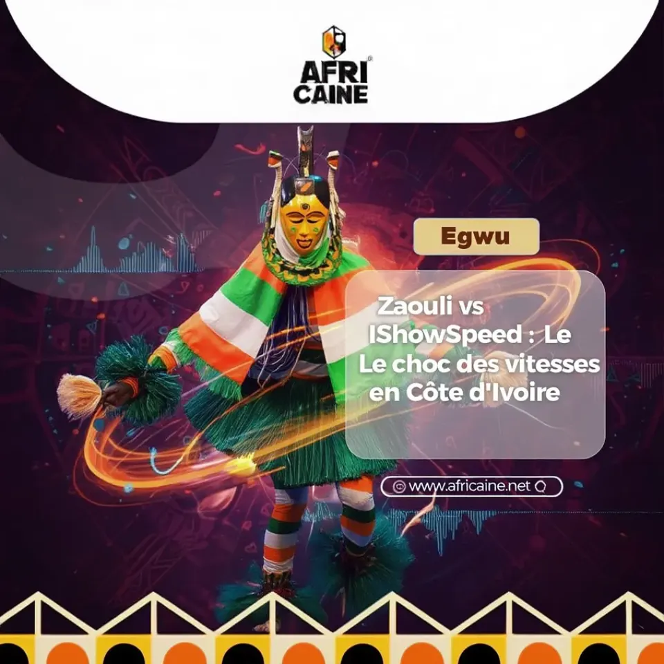 Africaine-Plakat Zaouli vs IShowSpeed, traditioneller Tanz der Gouro aus der Elfenbeinküste