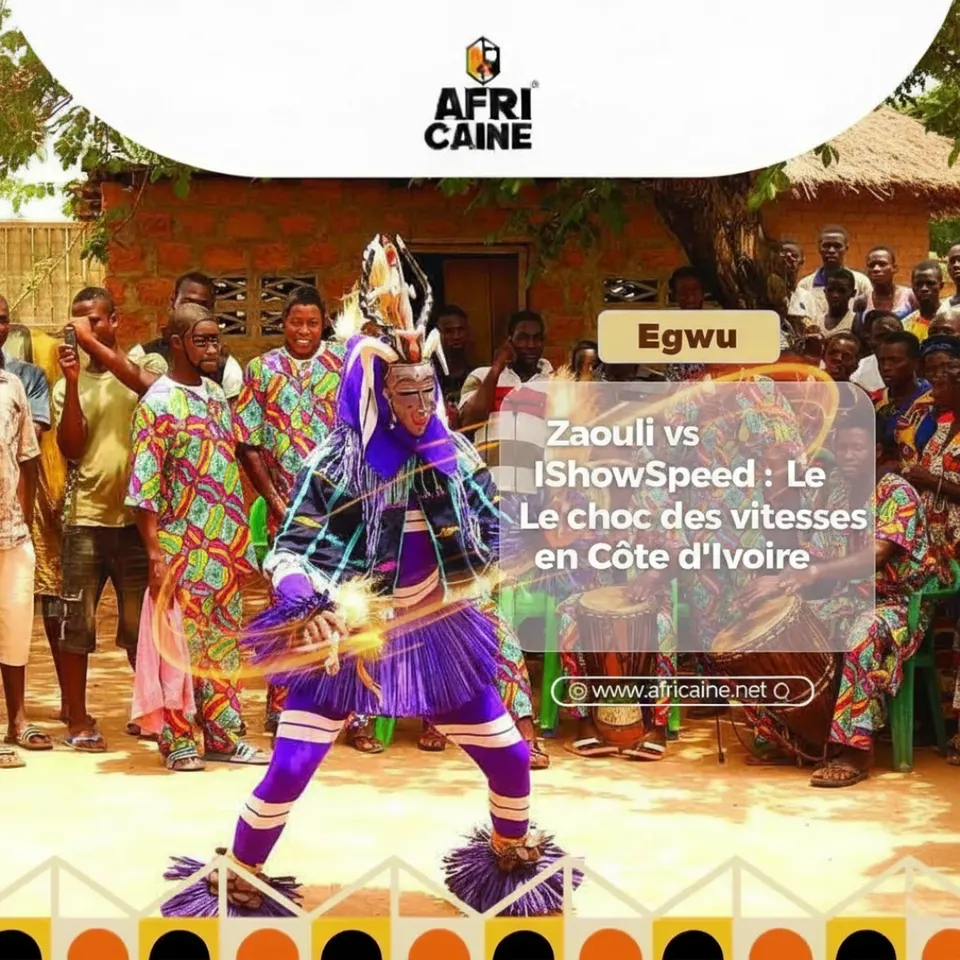Africaine-Plakat Zaouli vs IShowSpeed, traditioneller Tanz der Gouro aus der Elfenbeinküste